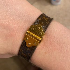 Authentic Louis Vuitton Nano Monogram Leather Bracelet